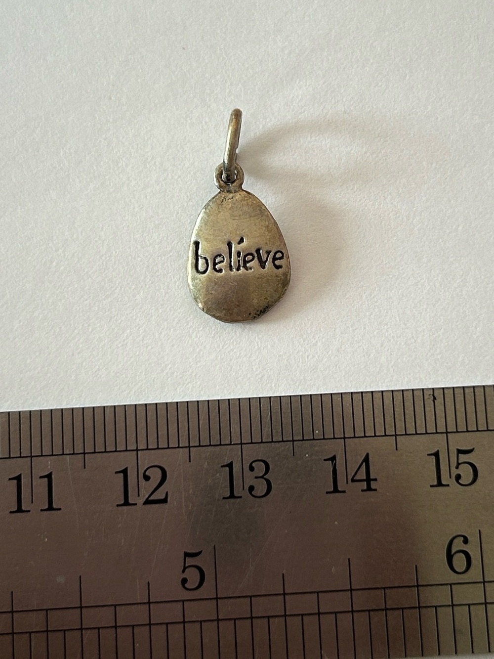 Sterling Silver Believe Pendant Charm Y2K 925
